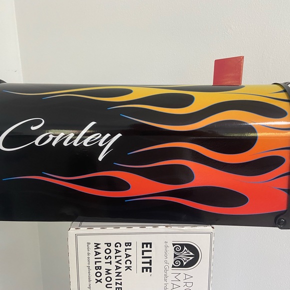 Custom Mailbox with Hotrod Flames. Add your name & address optional. Gift ideas - Picture 7 of 10